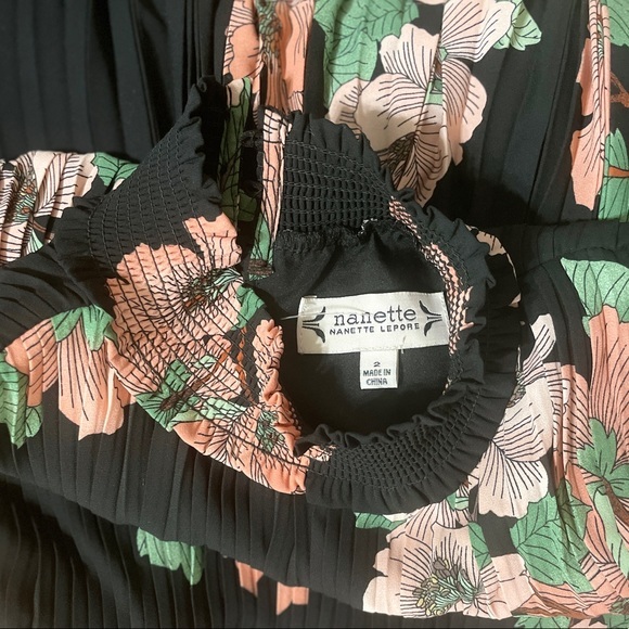 NWT Anthropologie Smocked Floral Sleeveless Midi Dress, Black Peach - Picture 14 of 16